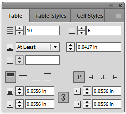 Table panel in InDesign Table panel in InDesign