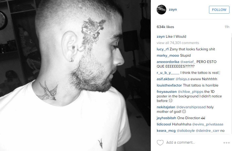 zayn malik reveals getting head art 2016 gossip zayn malik reveals getting head art 2016 gossip