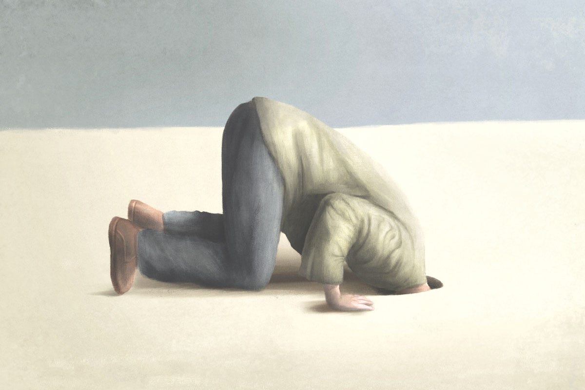 Man Sticking His Head in the Sand