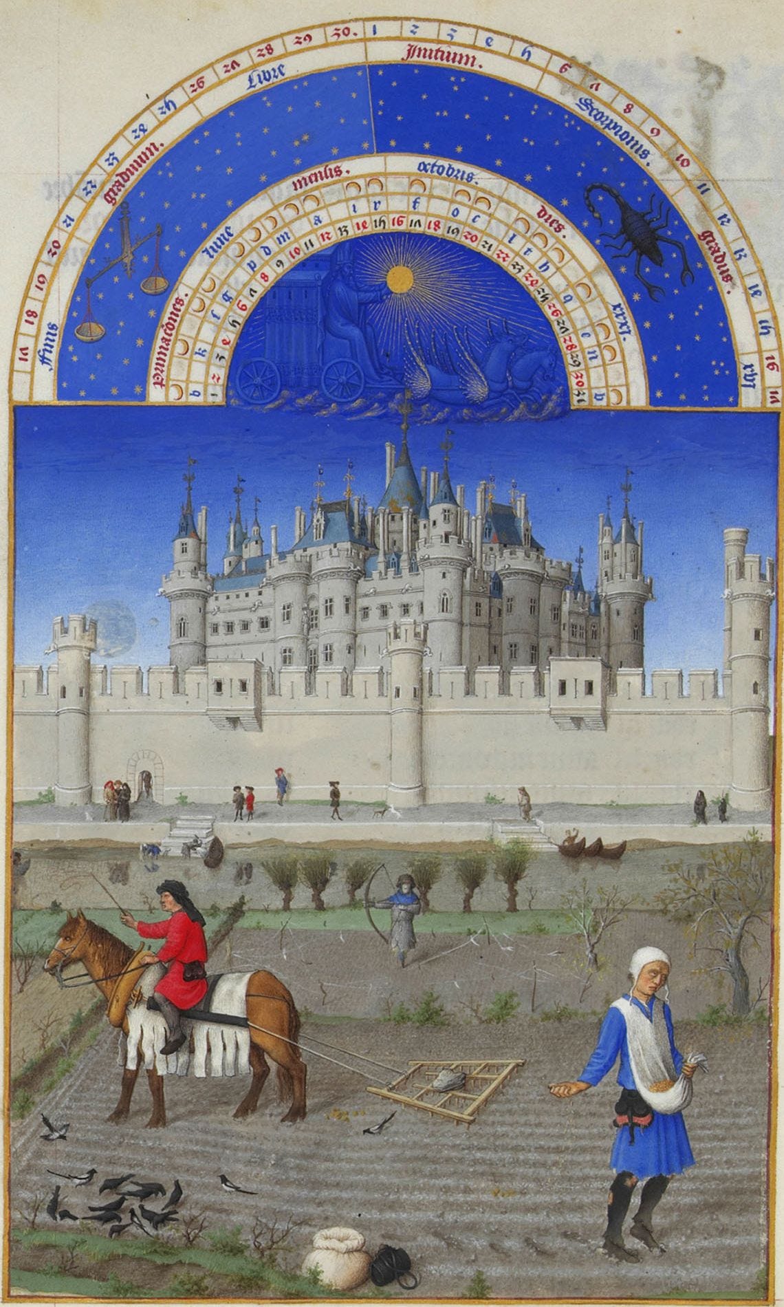 Tres Riches Heures October illuminated manuscript