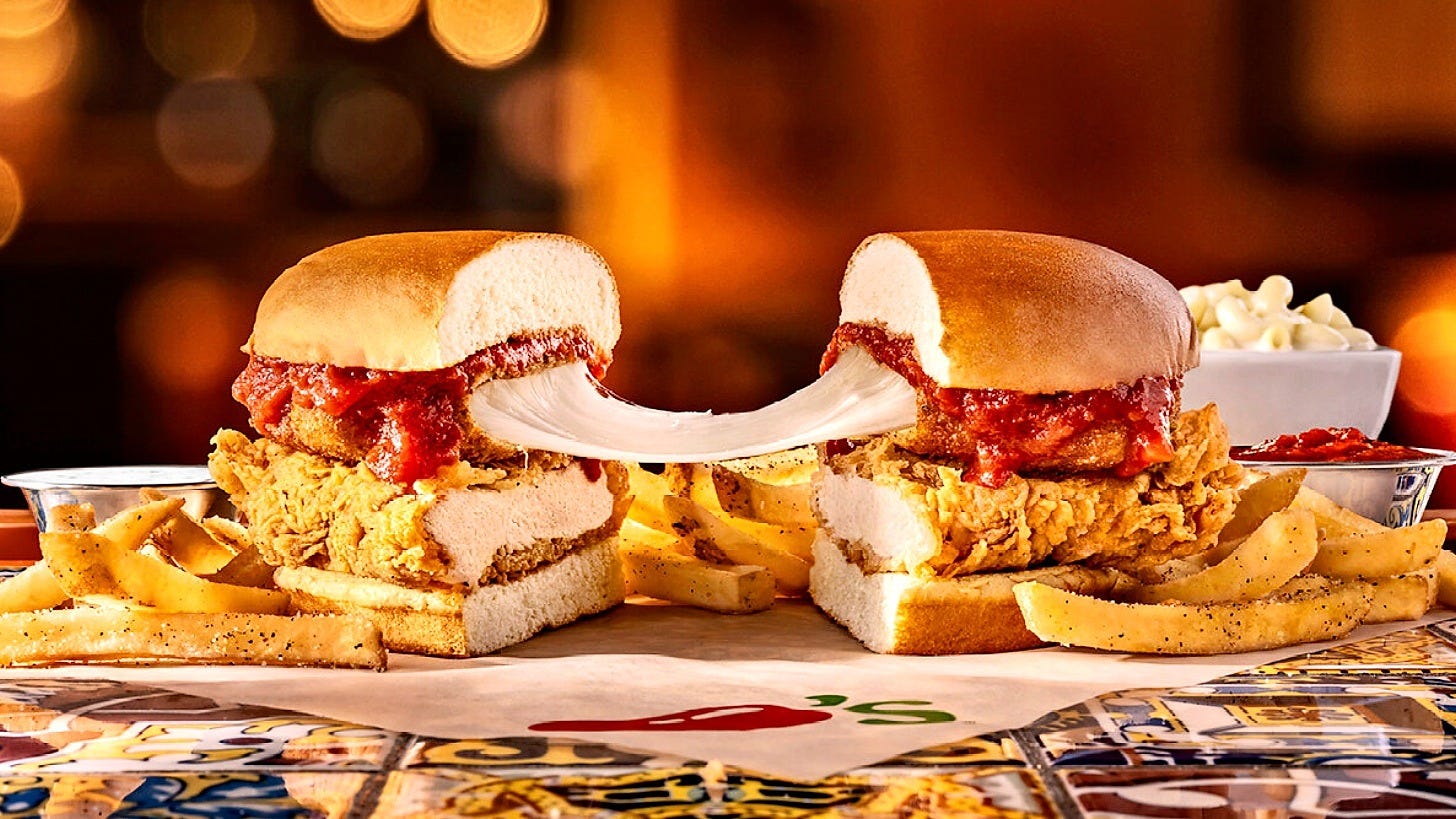 Chili's new Chicken Parm Big Crispy. Image: Chili's Chili's new Chicken Parm Big Crispy. Image: Chili's