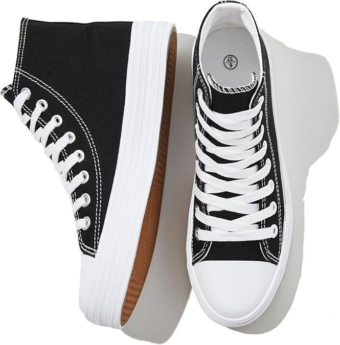 Witwatia Women&#39;s High Top Sneakers Canvas Shoes for Women Fashion Sneakers Comfortable Lace Up Casual Shoes