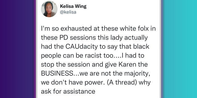 Kelisa Wing, a diversity chief at the Department of Defense, posts disparaging posts about White people on Twitter. Kelisa Wing, a diversity chief at the Department of Defense, posts disparaging posts about White people on Twitter.