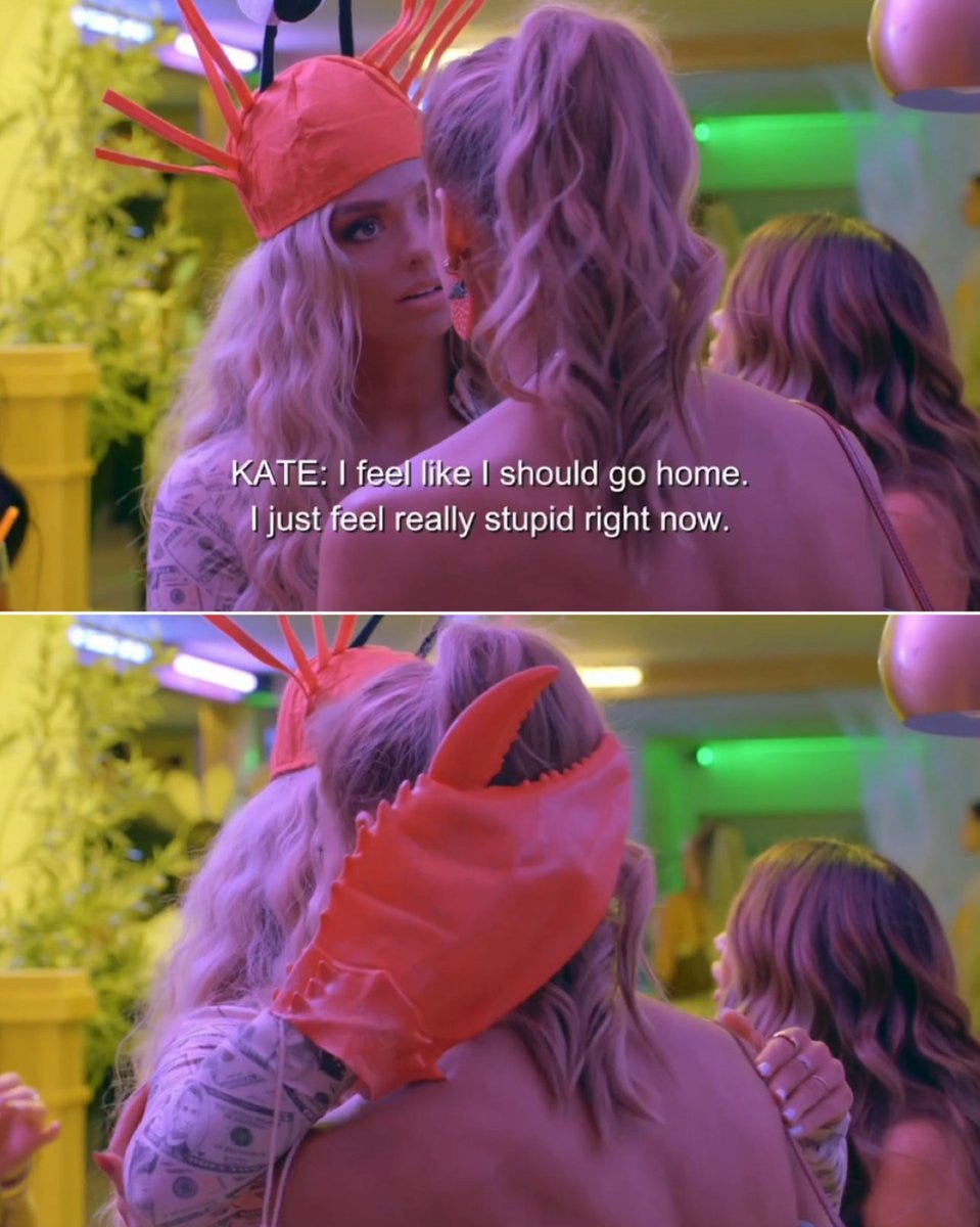 Miranda, in a lobster costume, consoling her ex-husband's new girlfriend in  the middle of the party is why this show is brilliant 🤭 #SLOMW