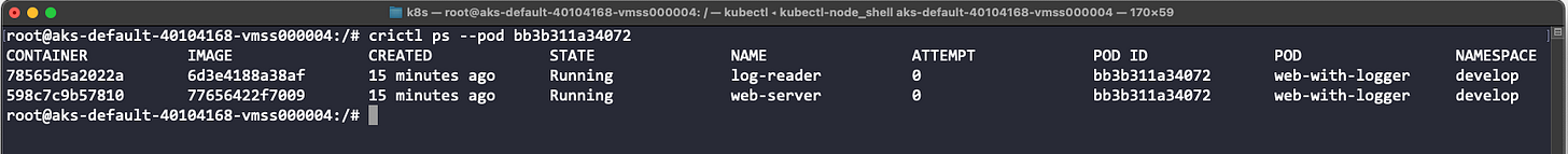 Resultado ejecución comando crictl pods Resultado ejecución comando crictl pods