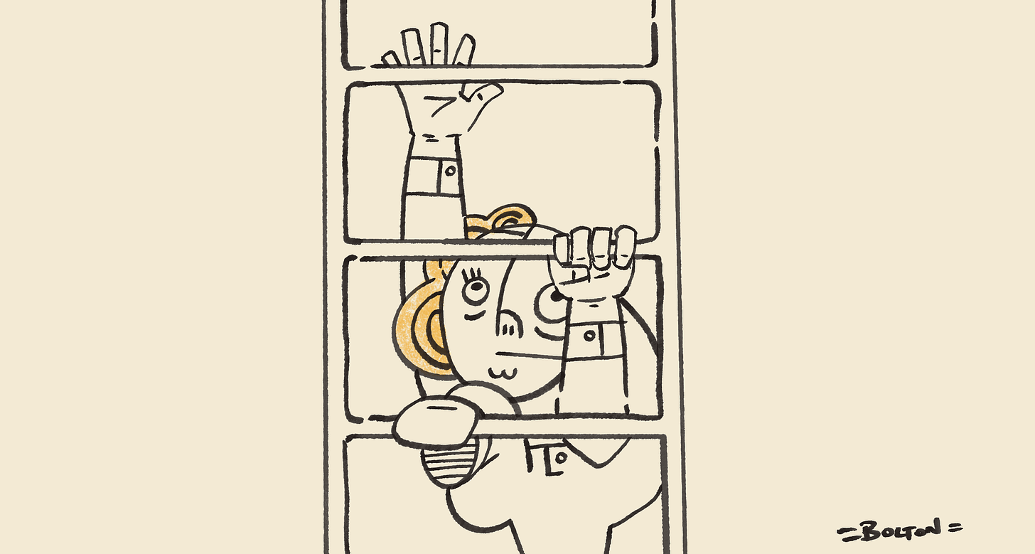 Animated hand-drawn figure hesitantly climbing a ladder, moving through the rungs without getting any higher. Animated hand-drawn figure hesitantly climbing a ladder, moving through the rungs without getting any higher.