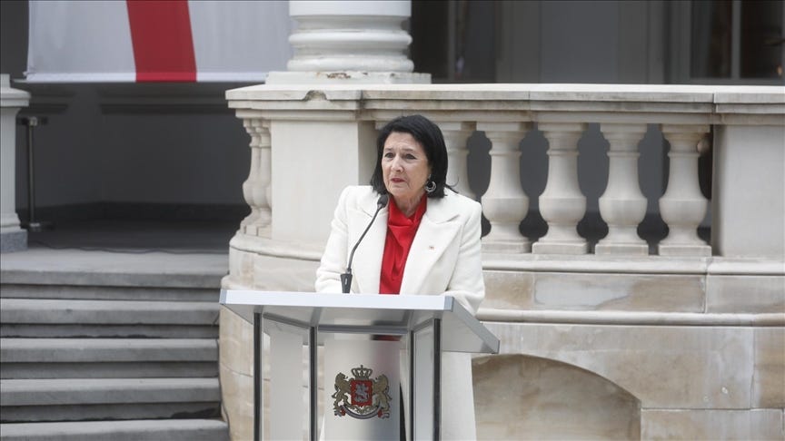 Ex-Georgian president adamant to perform 'presidential functions' from her new office in Tbilisi Ex-Georgian president adamant to perform 'presidential functions' from her new office in Tbilisi