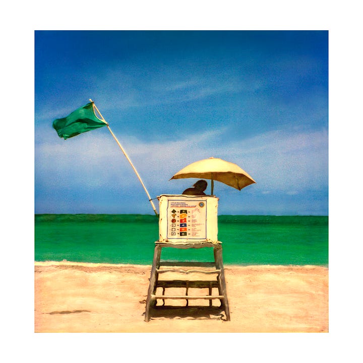 Beach chairs and Life Guard Stand