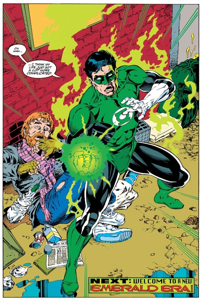 Kyle Raynor's first moment as Green Lantern "Oh man... I think my life just got a lot more complicated."