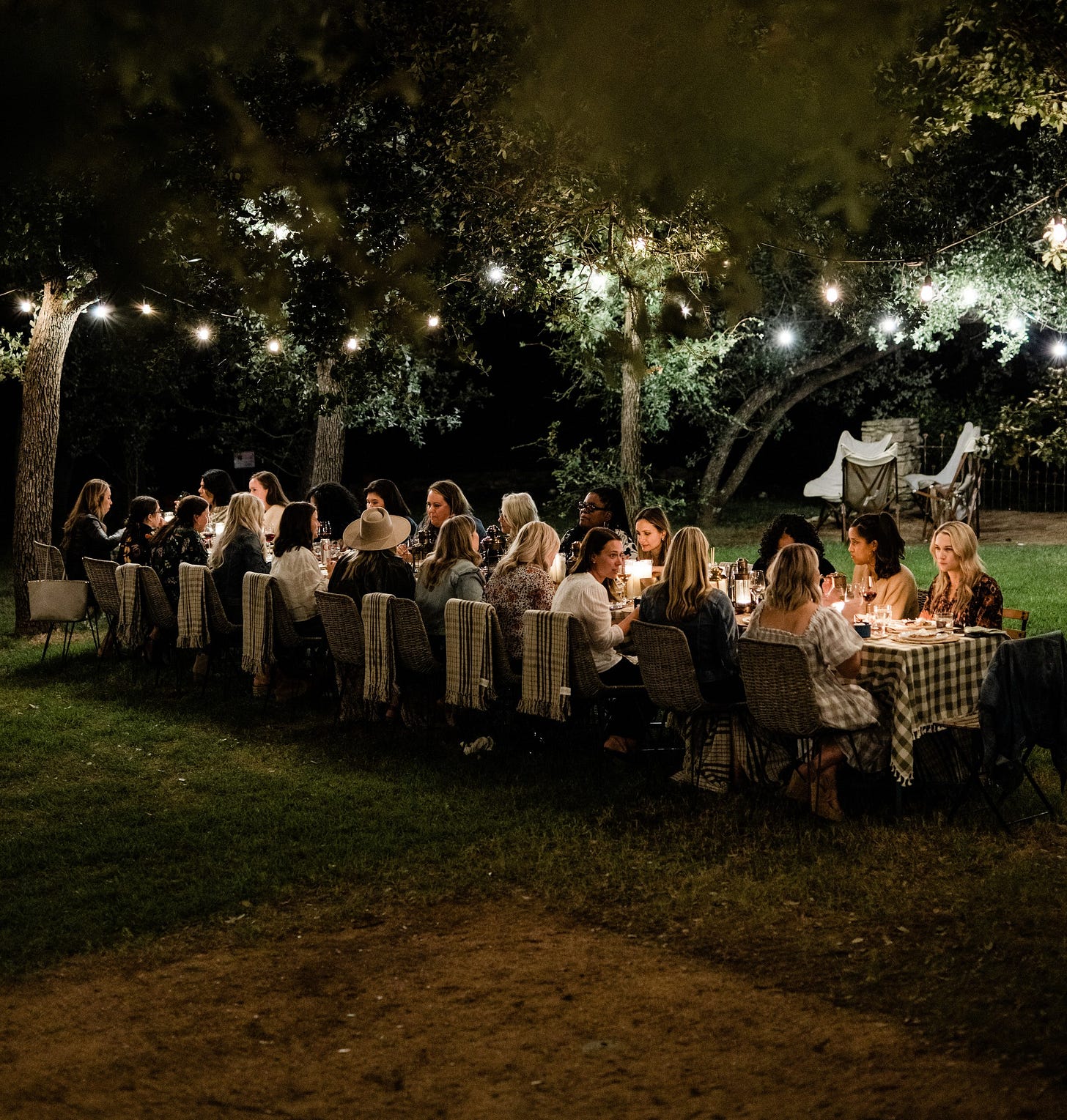 The Wayback, Austin: dinner under string lights on the lawn at night The Wayback, Austin: dinner under string lights on the lawn at night