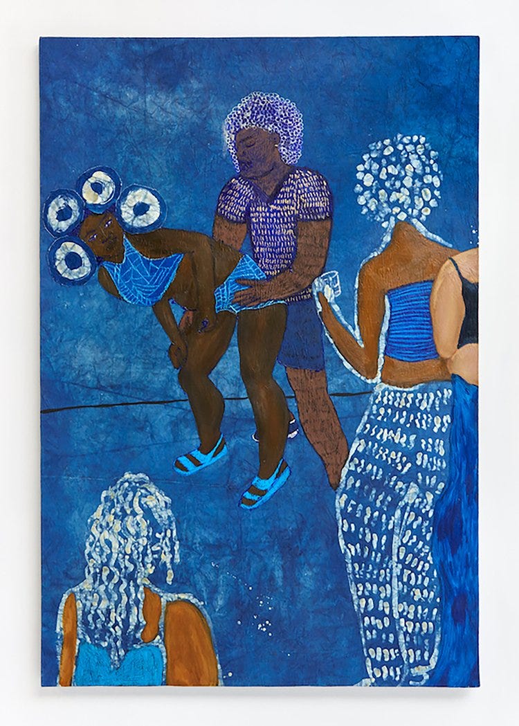  Sola Olulode,   And You Sabi Do The Dance Well (Carni Baby) , 2019 Oil bar, oil pastel, wax on canvas 180 x 120 cm 