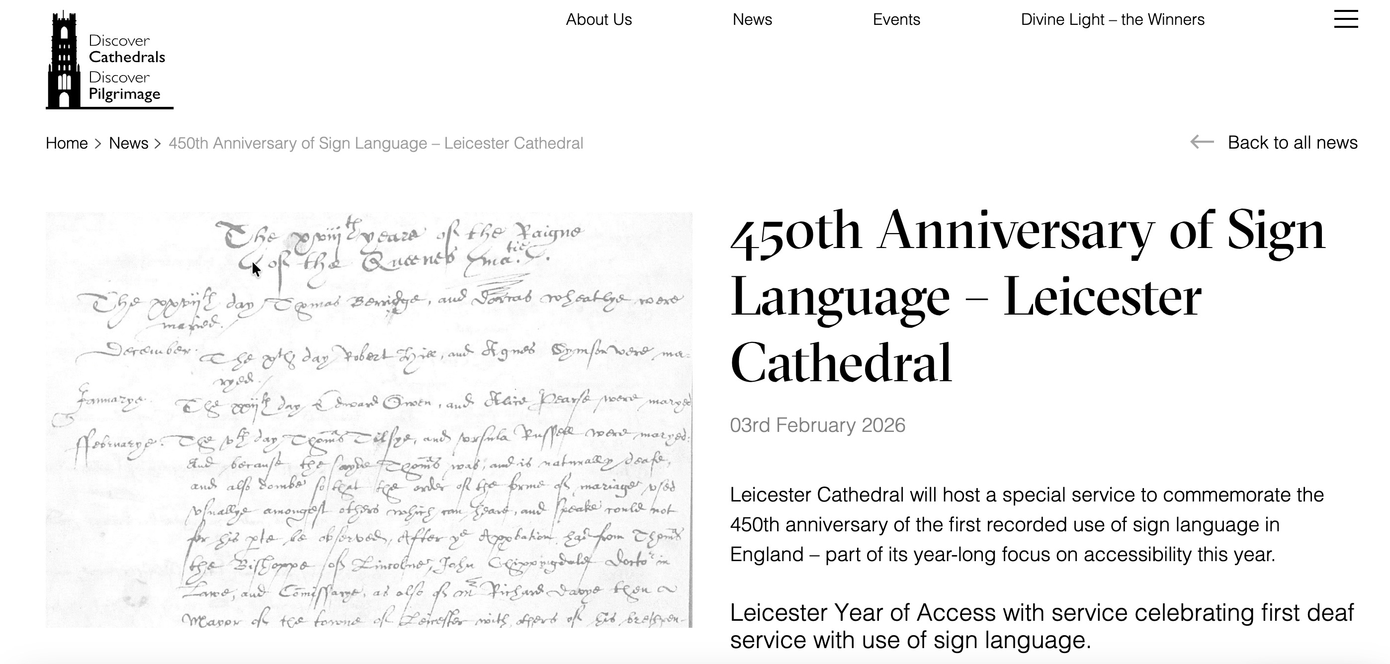 450th Anniversary of Sign Language – Leicester Cathedral