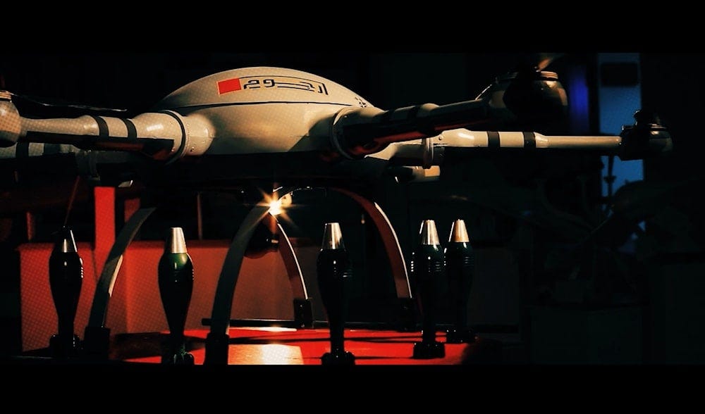 The Yemeni domestically-produced drone Rajoom, on display in an undisclosed location in Yemen, August 21, 2026 (Yemeni Military Media)