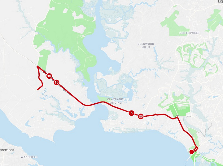 map of bike roads for weekend triathlon