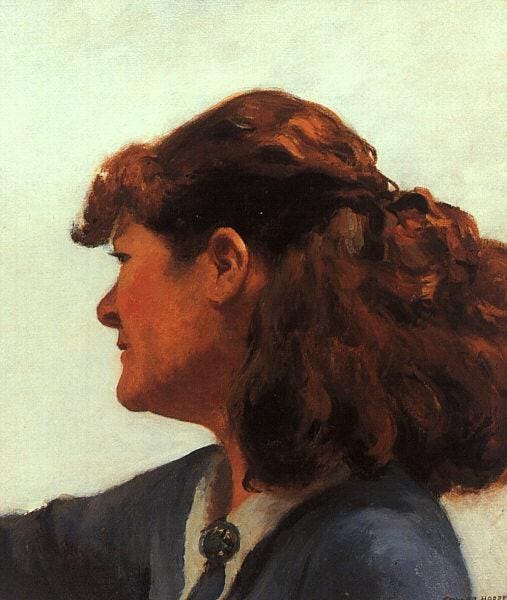 Edward Hopper, "Jo Painting," 1936. Whitney Museum of American Art, New York. Jo at her easel, painted by her husband. Edward Hopper, "Jo Painting," 1936. Whitney Museum of American Art, New York. Jo at her easel, painted by her husband.