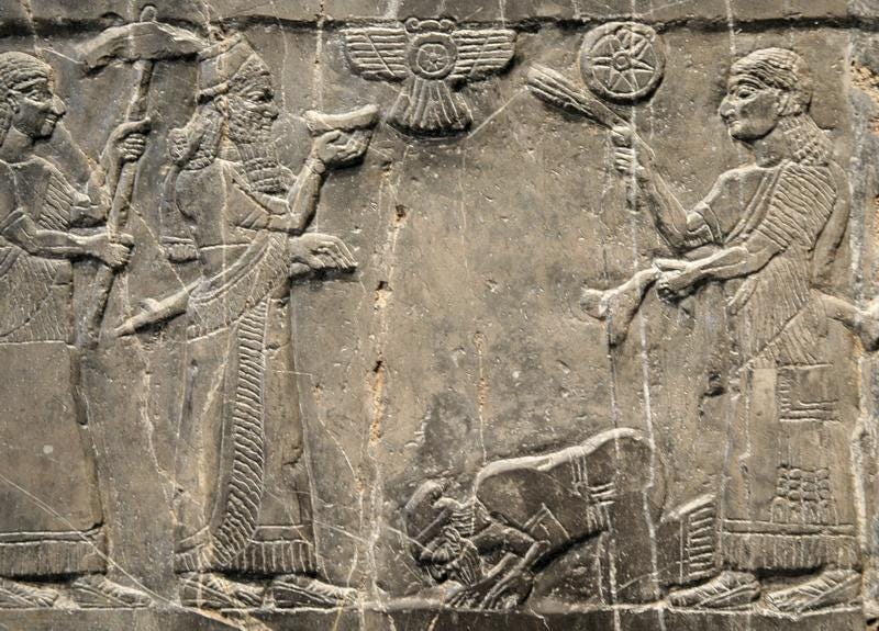 Nimrud, Black obelisk of Šalmaneser III: tribute of king Jehu of Israel Nimrud, Black obelisk of Šalmaneser III: tribute of king Jehu of Israel