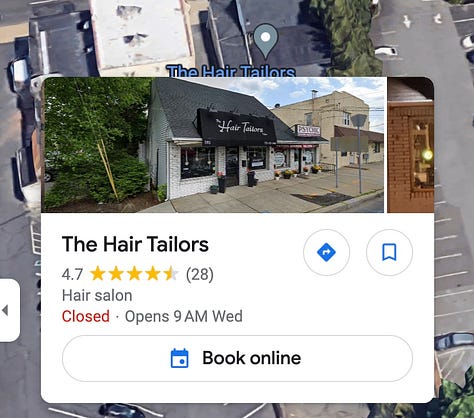 Map info for KARNAK Corp., manufacturers of liquid-applied roofing solutions, building envelope, and waterproofing products, The Hair Tailors hair salon, The Gran Centurions banquet hall, Tarantella's Ristorante, and Hooks Towing.