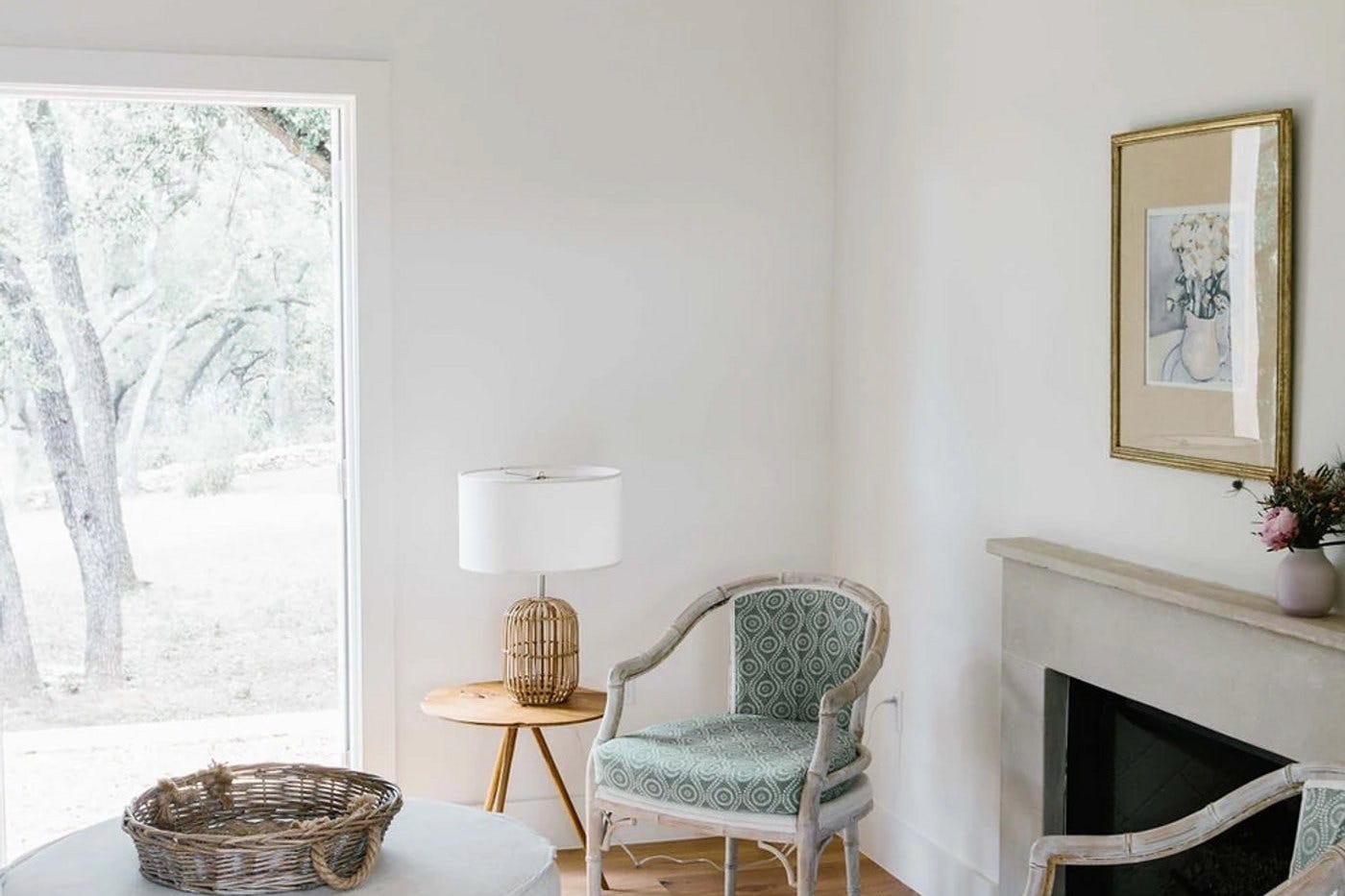 The fireplace in Cottage Eight.