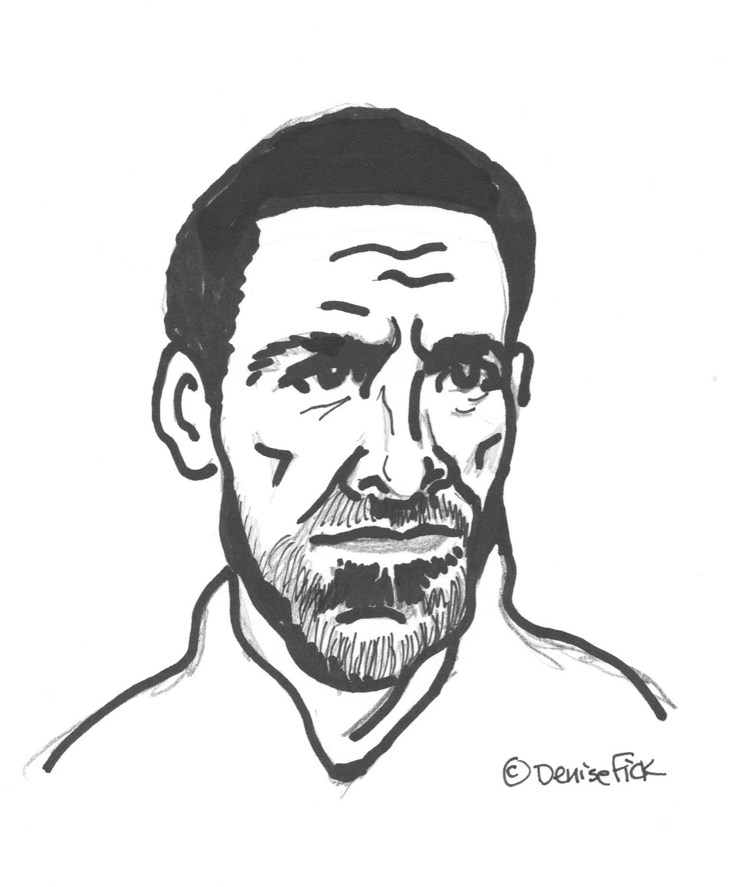 Artist's rendering of Rio Ferdinand done in pencil and black marker. Artist's rendering of Rio Ferdinand done in pencil and black marker.