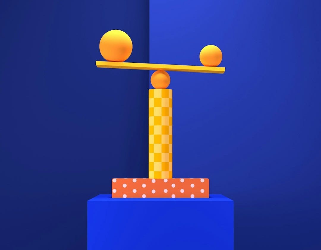 a computer generated image of a balance beam with balls on it