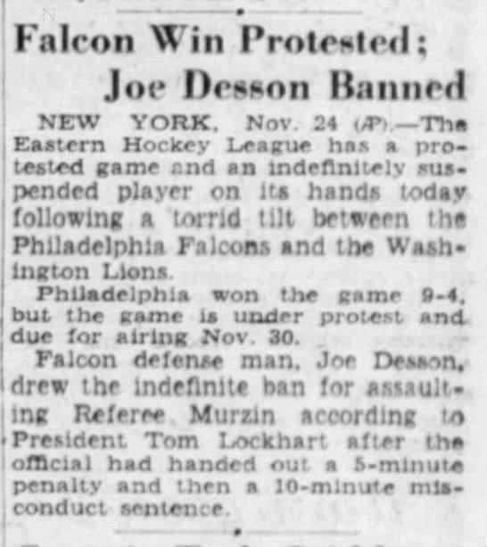 FALCO WIN PROTESTED JOE DESSON BANNED - Newspapers.com