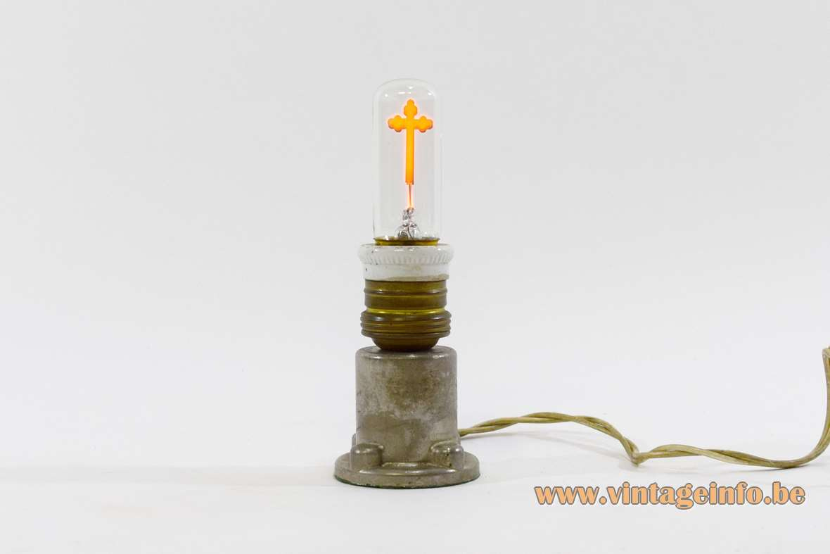 Crucifix table lamp catholic cross religious souvenir Lourdes The Vatican 1950s 1960s metal