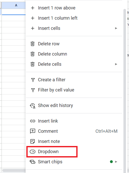 Choose the dropdown option in the right click menu