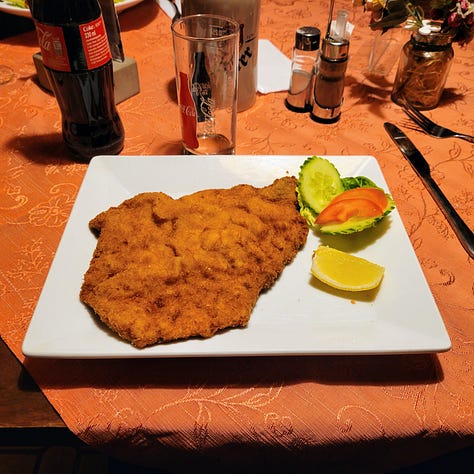 Five different photos of food and drink popular in Vienna.