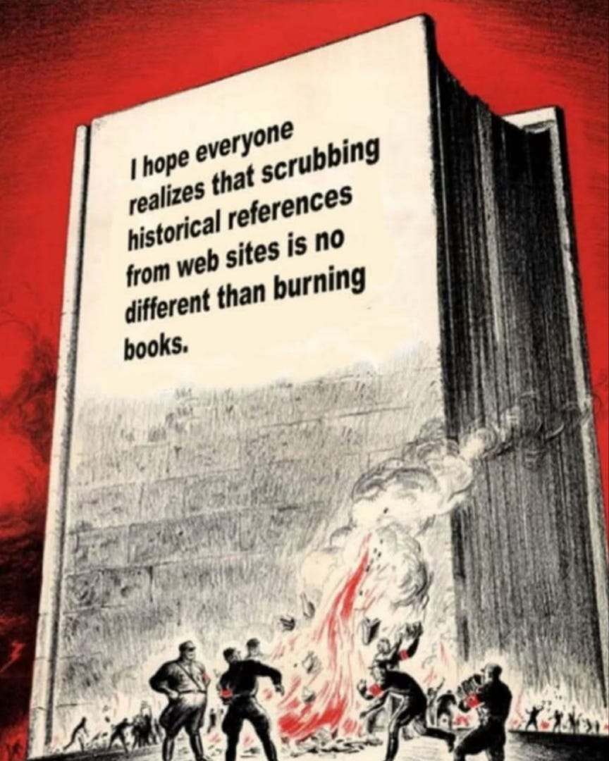 May be an image of 3 people, fire and text that says '|hope realizes that everyone scrubbing historical sites is no no references from web different than burning books.'