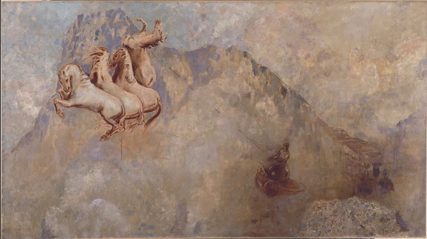 Odilon Redon — The chariot of the sun (1910)