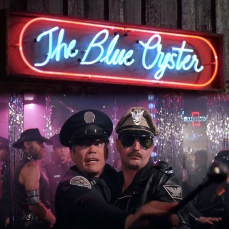 The Blue Oyster Sign as seen in Police Academy image 2