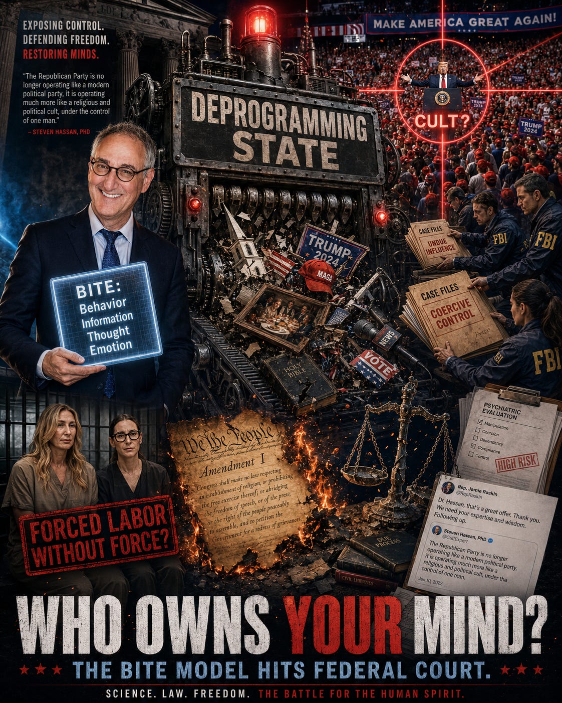 Cult Cop Comes For MAGA: Frank Parlato warns Steven Hassan’s cult theories and BITE model could arm DOJ against MAGA, churches, and dissent. Cult Cop Comes For MAGA: Frank Parlato warns Steven Hassan’s cult theories and BITE model could arm DOJ against MAGA, churches, and dissent.