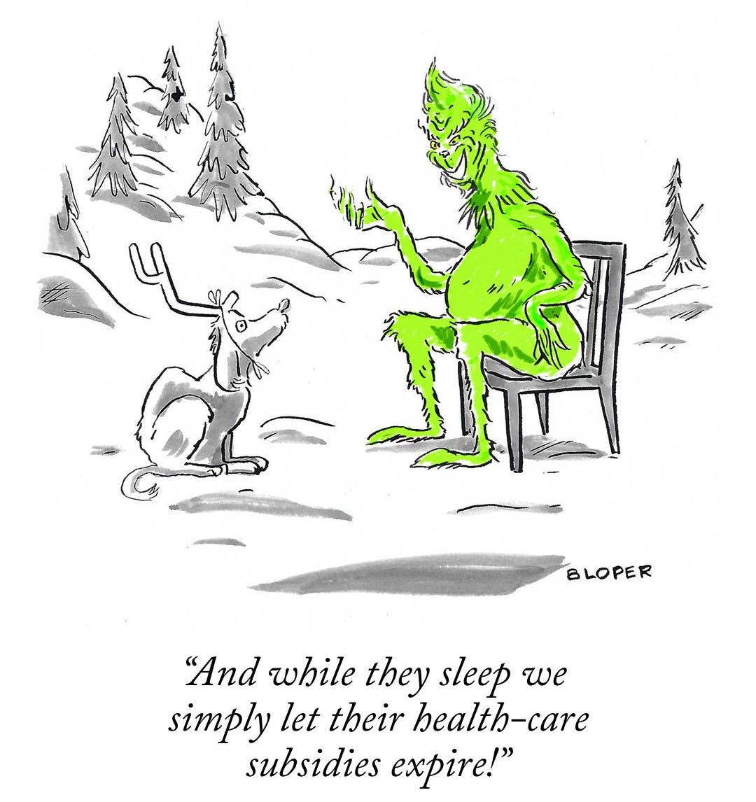 May be an image of ‎text that says '‎4 ام BLOPER "And while they sleep we simply let their health-care subsidies expire!"‎'‎