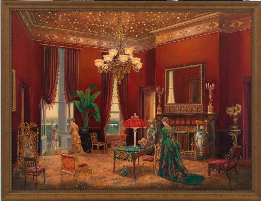 Composition in Red and Gold: A Comfortable Room Rendered Richly, 1883 Composition in Red and Gold: A Comfortable Room Rendered Richly, 1883