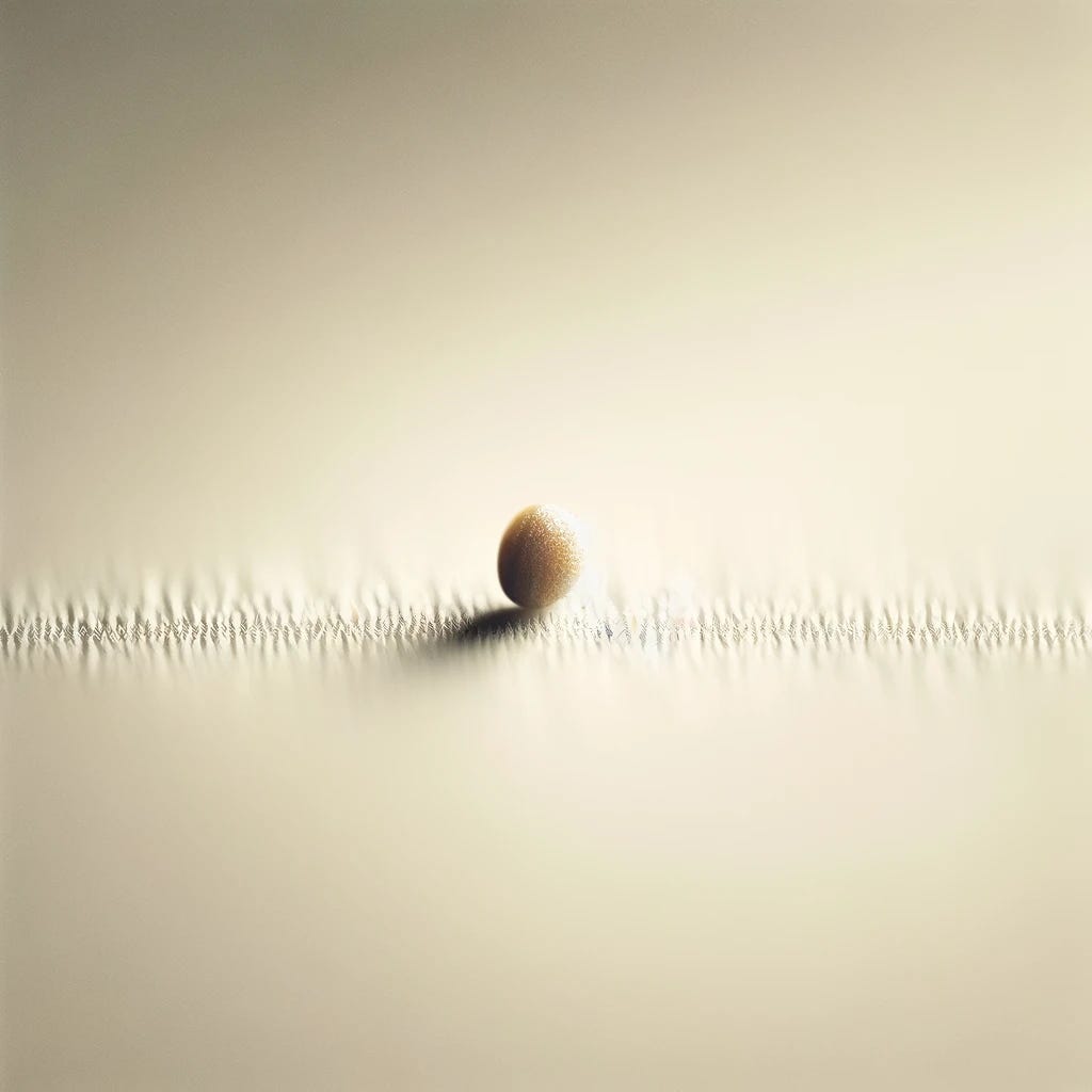 A close-up image of a single mustard seed, sharply focused against a simple, soft background to emphasize its small size yet significant potential. The image highlights the simplicity and purity of the seed, symbolizing the essence of faith in its most basic form. The background is neutral to keep the viewer's attention solely on the mustard seed, conveying the message that even the smallest of faith can hold immense power and possibility.