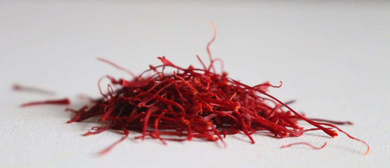 A pile of dried saffron threads A pile of dried saffron threads