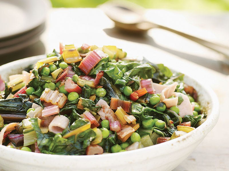 Swiss Chard and Peas with Maple-Balsamic-Lemon Sauce, Cook the Vineyard