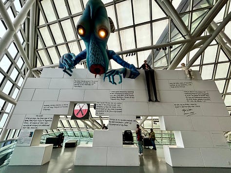 art, exhibits, displays, building, signs