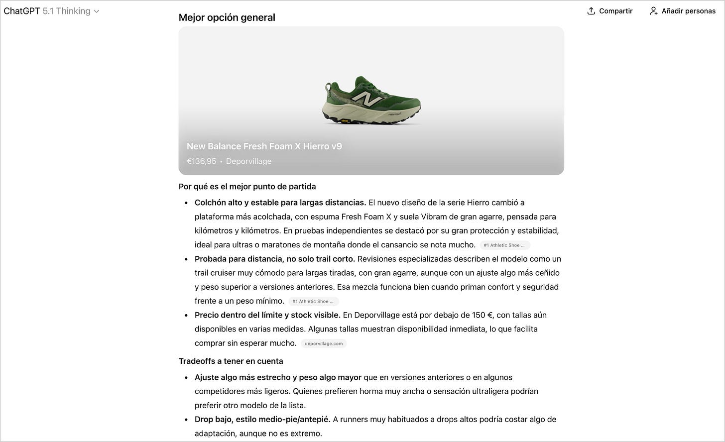 Resultado de ChatGPT Shopping Research