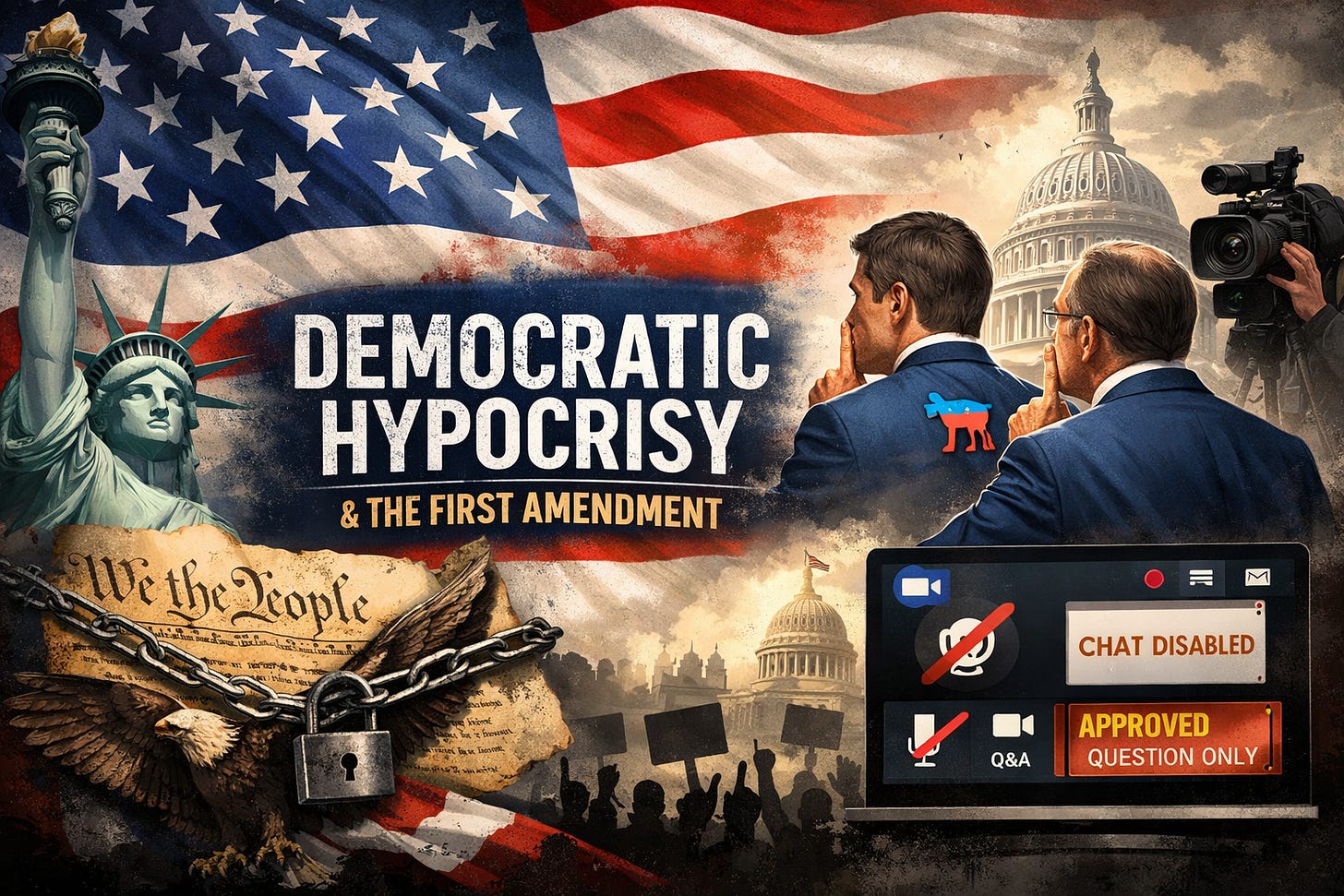 Patriotic democratic hypocrisy graphic