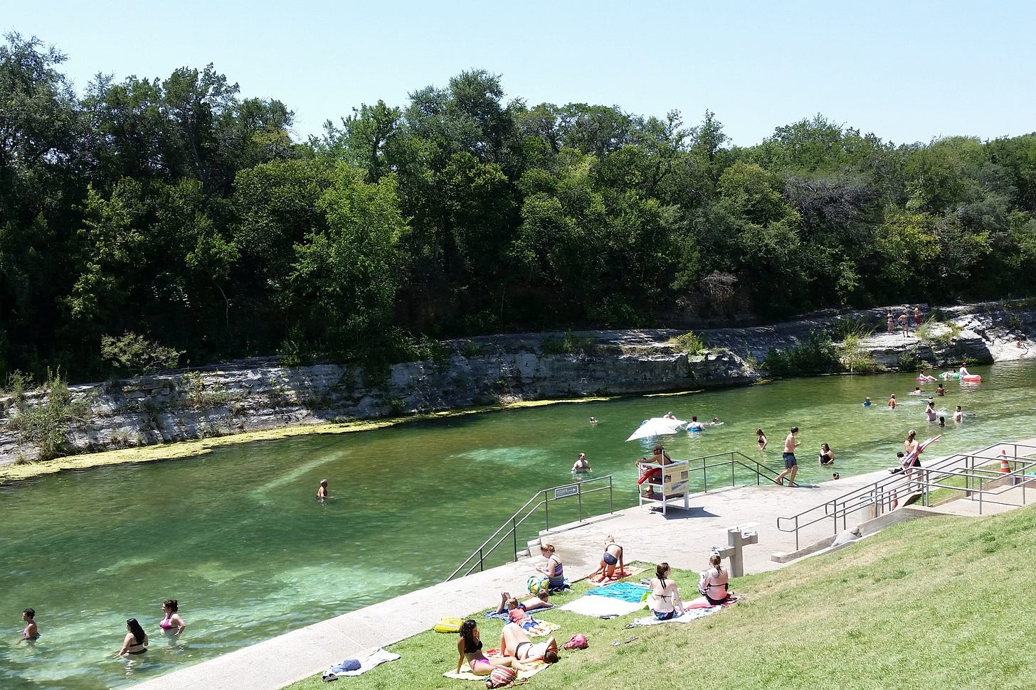 Swimmers at Barton Springs Pool in Austin, Texas