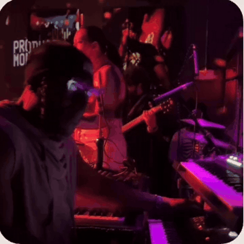 Ray Angry's Producer Mondays jam at Nublu, East Village — musicians improvising under red light.