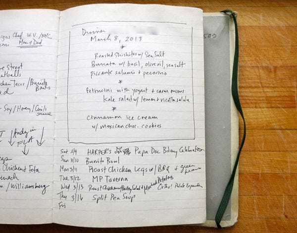 vegetarian menu