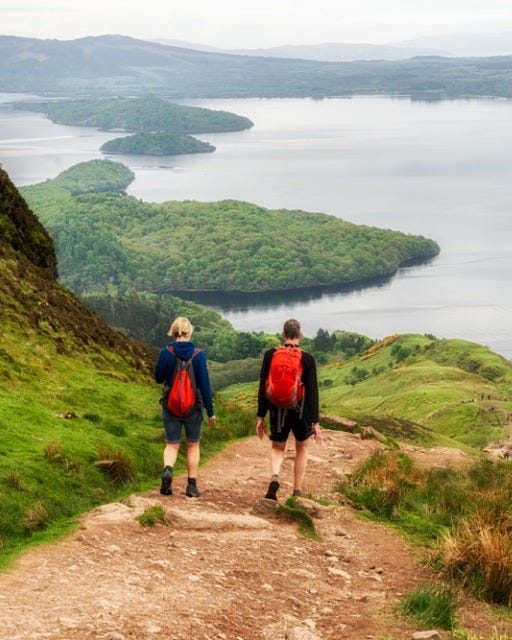 May be an image of 2 people, Arthur's Seat and mountain