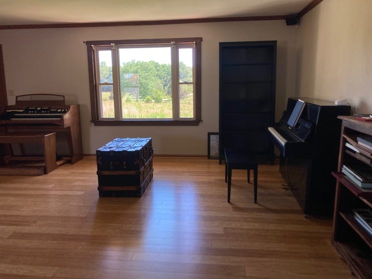A tentative arrangement for part of our living room!