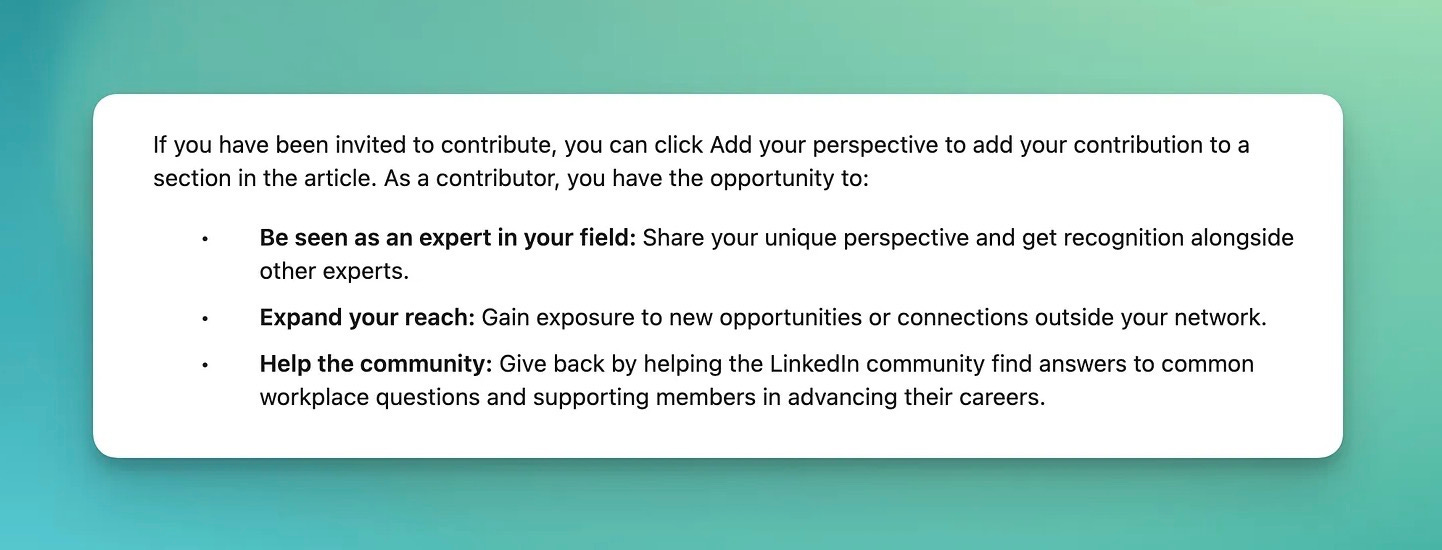 why contribute to LinkedIn