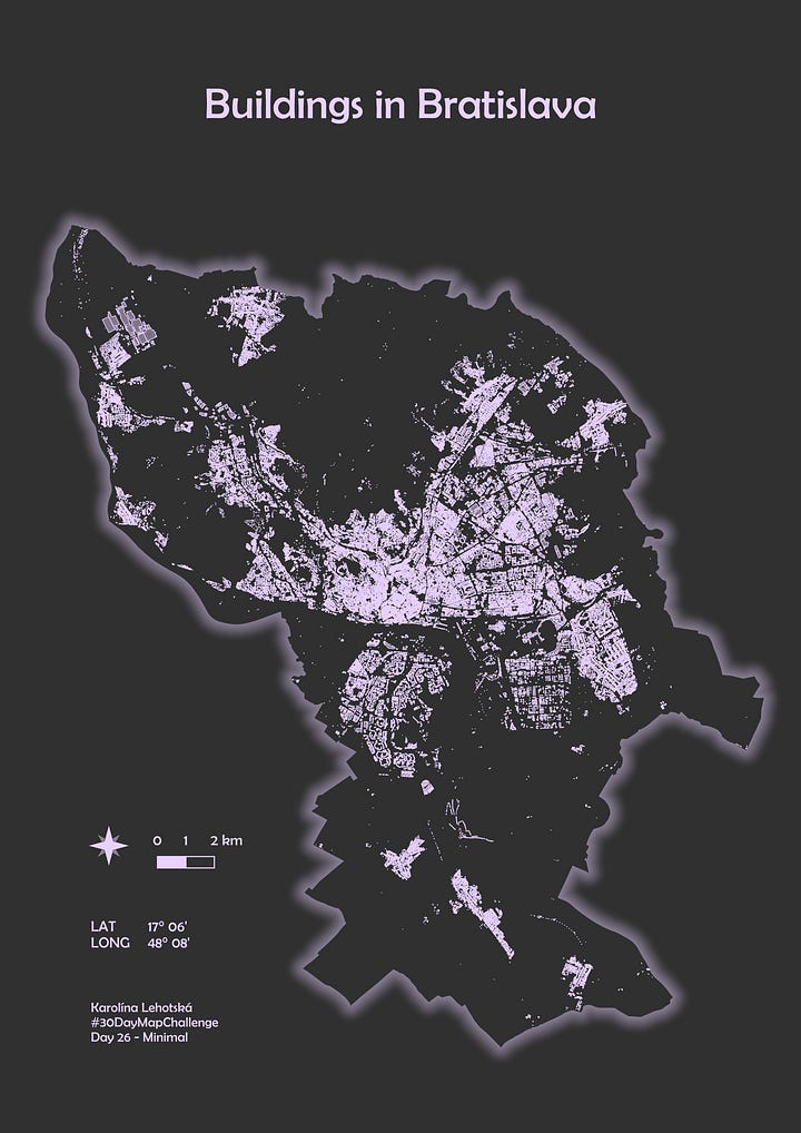 Map of Bratislava, Slovakia, in two color combinations