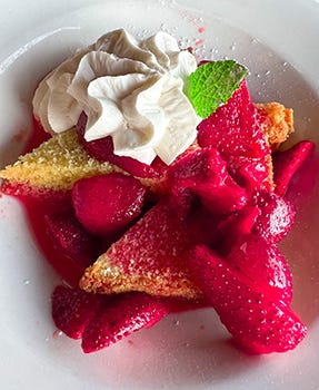 strawberry shortcakes, strawberry semifreddo, strawberry trifle