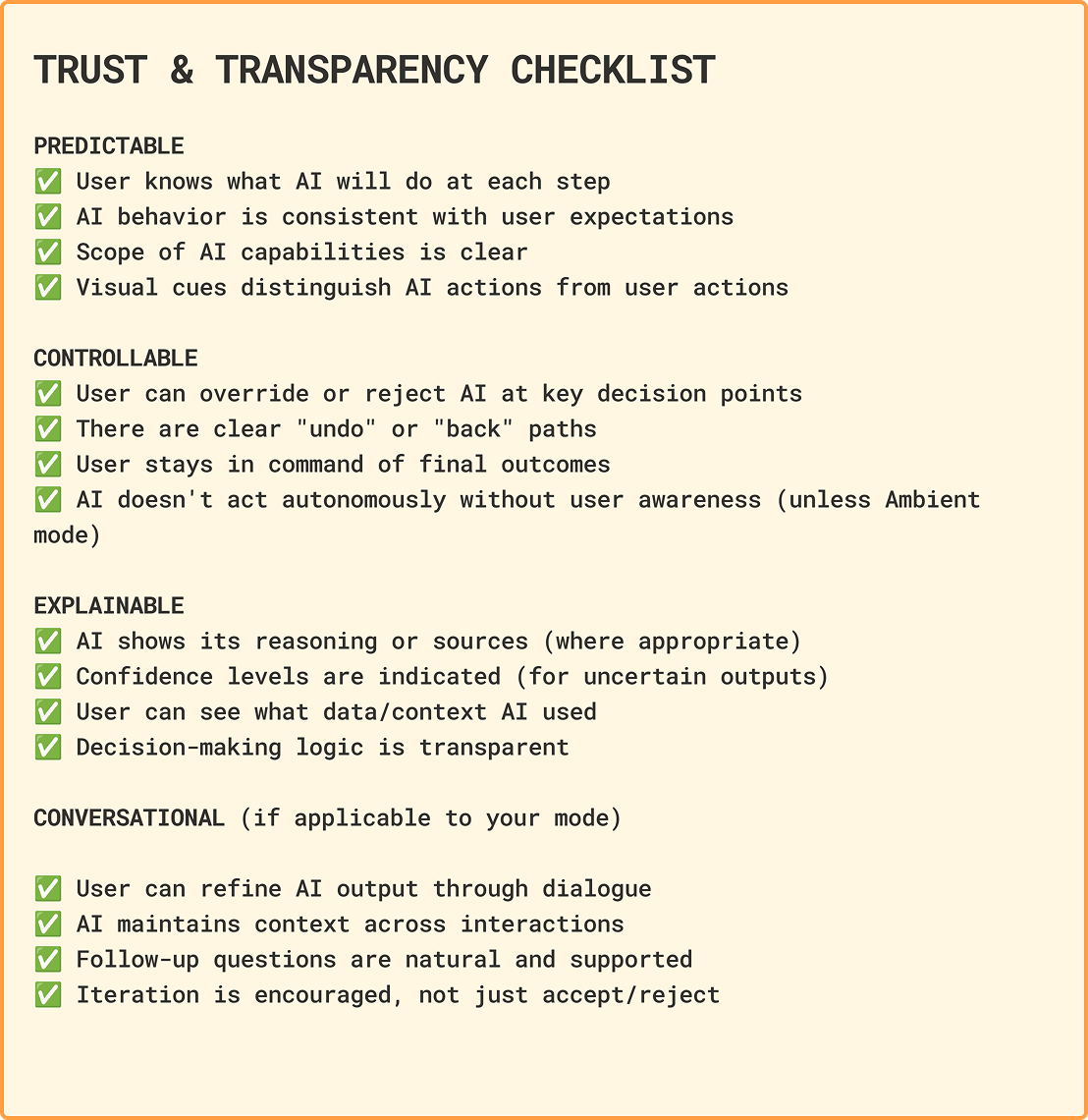 Trust & Transparency Checklist Trust & Transparency Checklist