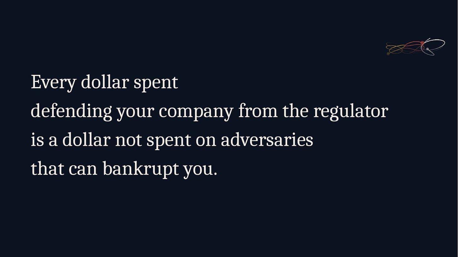 Slide 6: Every dollar spent defending your company from the regulator Slide 6: Every dollar spent defending your company from the regulator